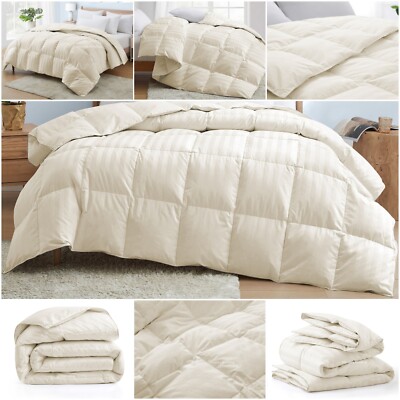 Fancy Premium Soft Stripes Ivory Comforter Goose Down Alternative King Size-image