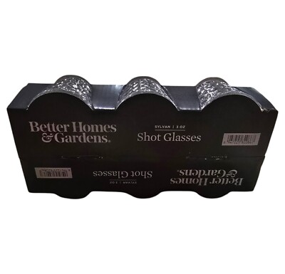 Better Homes And Gardens Shot Glasses 6 Piece Set Etched Carved Glass Bar Liquor-image