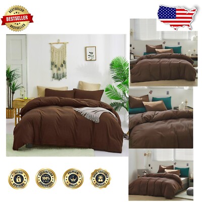 Cal King Brown Comforter Set with Soft Pillow Shams - Cozy All-Season Sleep-image