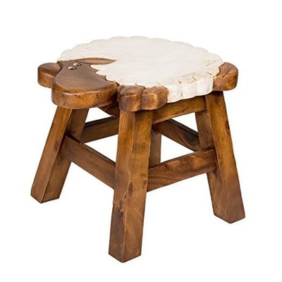 Sea Island Imports Sheep Design Hand Carved Acacia Hardwood Decorative Short -image
