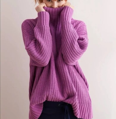 Aerie 💜 Soft & Cozy Purple Turtleneck Tunic Sweater 💜 Oversized Knit-image