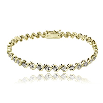 Gold over Sterling Silver .50ct TDW Diamond Miracle Set S Design Tennis Bracelet-image