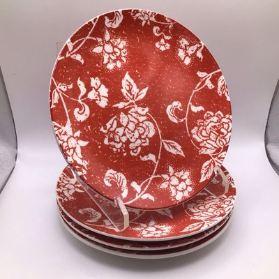 Pier 1 Red Batik Salad  Dessert Plates Set of 4 8 1/4”-image