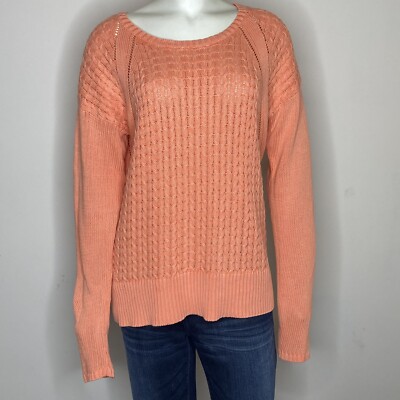 Tommy Bahama Womens Orange Cable Knit Sweater Size M Cozy Comfort -image