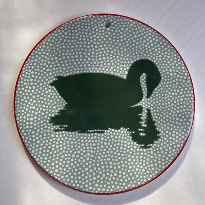 Vintage Porcelain Art Tile Goose On Lake Midwest Importers Of Cannon Falls 1984-image