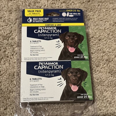 PetArmor Capaction For Dogs -Oral Flea Treatment Over 25 Lbs 12 Tablets Exp 6/27-image