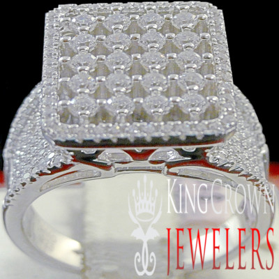 Real White Gold Over Silver Ladies Bridal Ring Wedding Engagement Band Diamond -image