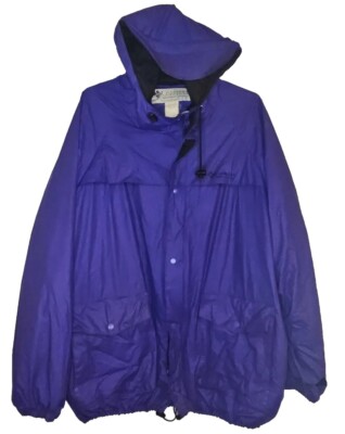 Columbia Rain Jacket VINTAGE Purple Mens Size XL 100% Nylon Vented Back -image