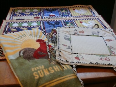 Rooster and Farm Design Collection: Two Placemats, A Cloth Basket, and A Towel-image