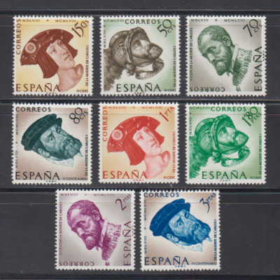 SPAIN ESPAÑA - 1958 - COMPLETE SET MINT MNH SC# 879 - 886 KING CHARLES V-image