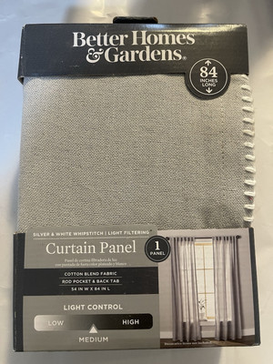 Curtain Panel Set of 2 Better Homes and Gardens 84” Long Grey Cotton Blend-image