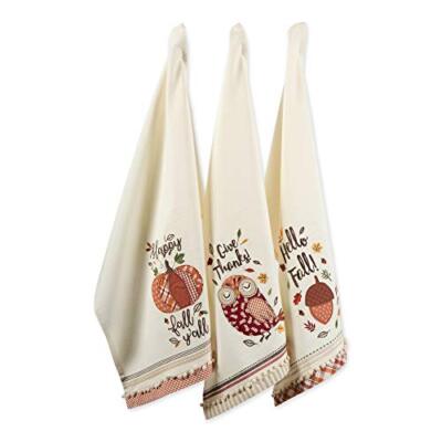  Thanksgiving Fall Kitchen Towels Collection Decorative Embellished Give Thanks-image