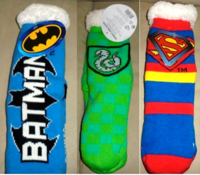 NWT sherpa lined cozy socks nonskid available in Batman, Superman & Harry Potter-image