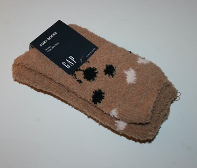 Gap Womens Socks Cozy Bear Design Brown One Size-image