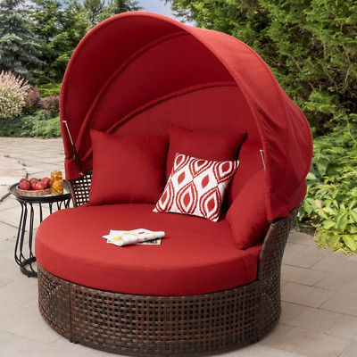Mainstays Plush Outdoor Daybed Day Bed with Canopy Patio Yard Garden Furniture-image