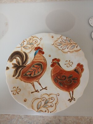 Set of 4 Pier 1 Imports Dinner Plates Gallo Pattern Rooster/Chicken 11
