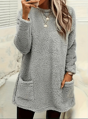 NWT Gorgeous XXL Grey Super Soft & Cozy Sherpa Teddy Pullover Sweatshirt-image