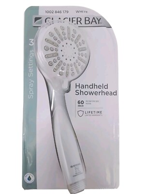 Glacier Bay 8467000HC 3-Spray Wall Mount Handheld Shower Head 1.8 GPM White NEW-image