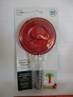Mainstays Wide Mouth Mason Jar Infuser Lid - Pick 1 Color Red, Green, Blue-image