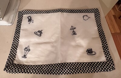 Pier One Placemats Set Of 4 Black And White Check Border Coffee Parlor Theme-image