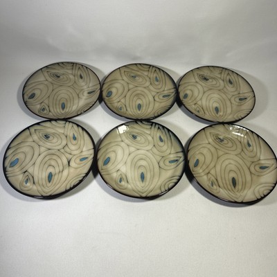 Set Of 6 Retired Pier 1 Imports Teal Reactive Stoneware 8.25