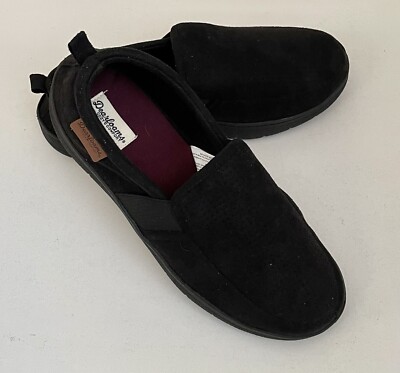 Mens DEARFOAMS COZY COMFORT Black Faux Suede Slip-On Slippers Sz M  (9-10) NWOB!-image