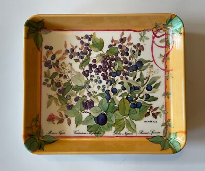 Design Imports Melamine Tray Botanical Berries Set Of 2 Vintage Made In Italy-image