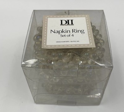 Design Imports DII Napkin Ring Set of 4 Seattle Washington Glass Beaded-image