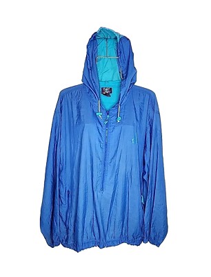 Vintage Pro Spirit Men's Blue Hooded 3/4 Zip Pullover Windbreaker Jacket XL-image