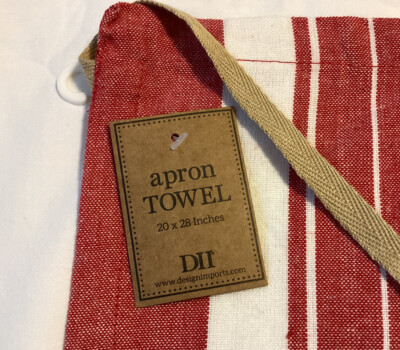 NWT Design Imports Red & White Stripes Dish Towel Apron Man or Woman-image