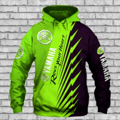 Hoodie 3D Teem Motobike All Over Printed For Gift Full Size Yamaha Green New-image