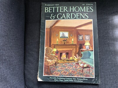1932 BETTER HOMES & GARDENS Magazine ILLUSTRATED COVER Seymour Snyder fireplace-image