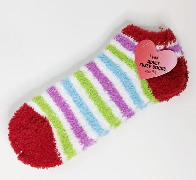 Multicolored Striped Fuzzy Soft Cozy Socks (Women's Size 9-11)-image