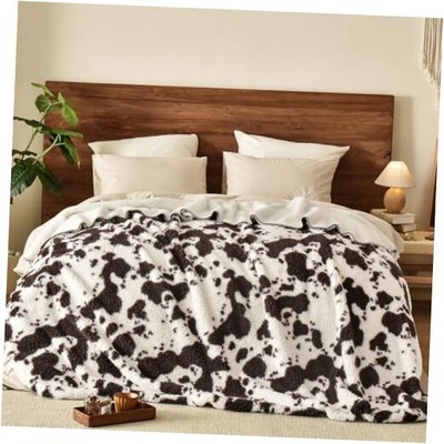  Cute Cow Print Sherpa Blanket Twin Size for Girls Boys Twin(60