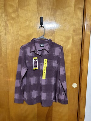 32 Degrees Ladies Cozy Knit Fleece Button Down Flannel Purple / Small-image