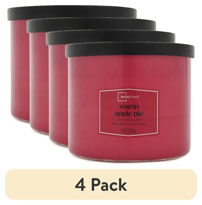 (4 pack) Mainstays Textured Wrapped Candle Warm Apple Pie, 14 Ounce-image