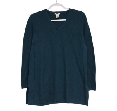 J Jill Sweater Size Medium Thermal Knit Cotton Silk Wool Cozy Preppy Relaxed-image