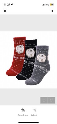 (3) Women's Soft Cozy Cabin Socks Polar Bears Stocking Stuffers-image
