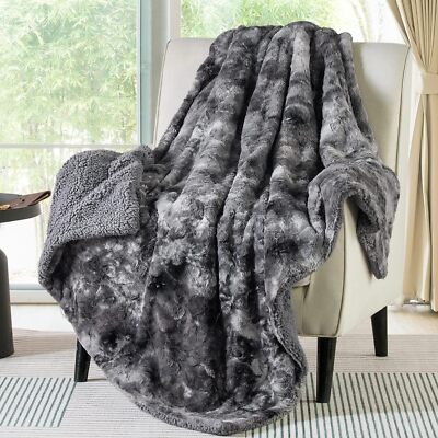  Fuzzy Blanket For Couch - Grey, Soft And Warm Plush Sherpa, Cozy And Fur-image