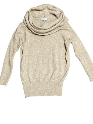 Warm and Cozy Lifestyle Pullover Cowl Turtle Neck Sweater Ladies Small Beige-image