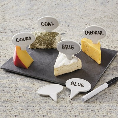 Design Imports DII Slate Cheeseboard + porcelain Cheese Markers 'Say Cheese'-image