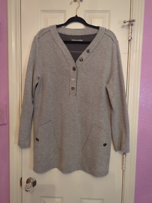 Soft Surroundings Women's Grey Half Button Downtime Henley Tunic Top Size Large -image