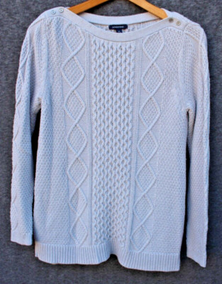 Lands End Gray Chunky Cable Knit Sweater With Sparkles Size 10-12-image