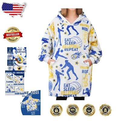 Wearable Blanket Hoodie for Volleyball Lovers - Soft Cozy Comfort with Pockets-image