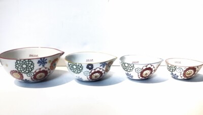 Pier 1 Imports Ceramic Measuring Cups Nesting Decorative Design-image