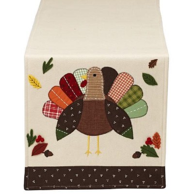 ** THANKSGIVING RUNNER ** Turkey Embellished Runner 14X64 -  NEW!!  by DII  -image