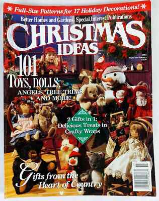 Christmas Ideas Magazine 1991 Better Homes & Gardens 101 Toy Dolls Angels Trees-image