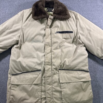 Vintage Browning Goose Down Mens Beige Barn Jacket Hunting Coat Parka Sz 42 USA-image