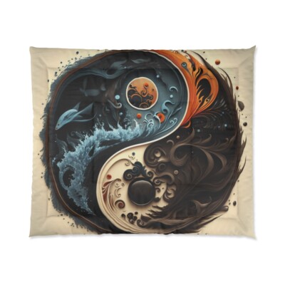 King Size Comforter Yin Yang Balance Meditation Mandala Zen Art Harmony-image