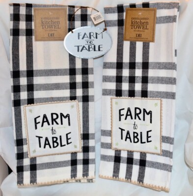 DII Design Imports Farmhouse Dish Towel Set 2 Ornament Kitchen Home Gift Farm-image